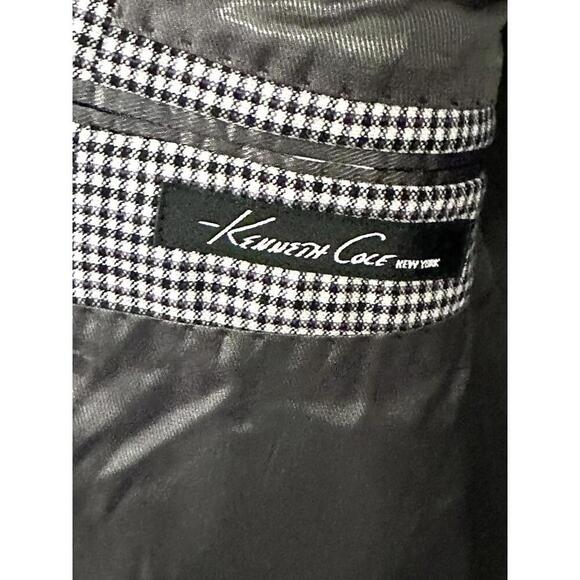 Kenneth Cole Blazer Men's Wool Gray Check Pattern Blazer Suit Jacket 44L - Picture 6 of 15